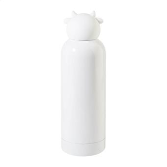 ZooSip kids insulated bottle, cow White/blue pusher