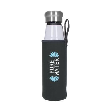 Glasflasche mit Hülle "Life" 0,55 l Transparent