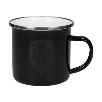 Enamel cup "Cozy", black Black/white