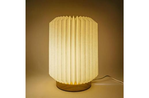 InSideOut Coollux faltbare Papier LED-Lampe Aurora auf Holzsockel, 22cm Natur