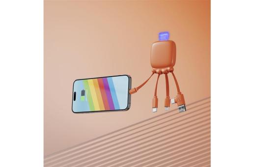 3192 | Xoopar Octopus Gamma 2 Bio Charging cable with 3.000mAh Powerbank Orange