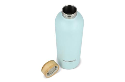 Waterdrop Stainless Steel Bottle with Bamboo Cap 600ml Aztec blue