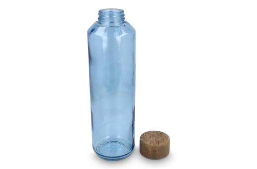 InSideOut Recycelte Glaswasserflasche ReuuZ mit Holzverschluss 650 ml Transparent hellblau