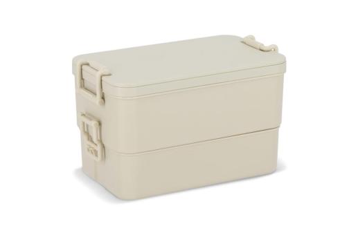 Double layer Lunch Box with Cutlery Fawn