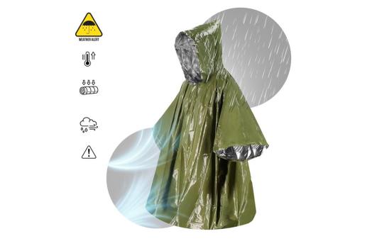 Outdoor Survival 2-in-1 Thermal Poncho Green