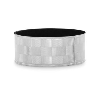 ENROLLO + Reflektierendes Snap Armband mit karierter Oberflache und silberner oder gelber Reflexfolie (CE EN17353). Silber