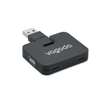 SQUARE-C 4 port USB hub Black