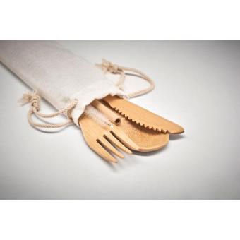 SETSTRAW Bamboo cutlery with straw Fawn