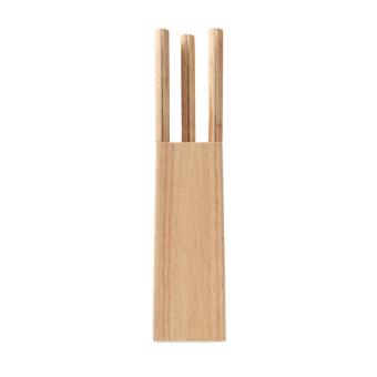 GOURMET 5 piece knife set in base Timber