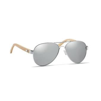 HONIARA Sonnenbrille Bambus Silber glänzend