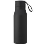 Ljungan 500 ml copper vacuum insulated stainless steel bottle with PU leather strap and lid Black