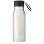 Ljungan 500 ml copper vacuum insulated stainless steel bottle with PU leather strap and lid Silver