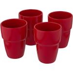 Staki 4-piece 280 ml stackable mug gift set Red