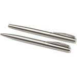 Didimis recycled stainless steel ballpoint and rollerball pen set (black ink) Silver