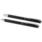 Lucetto recycled aluminium ballpoint and rollerball pen gift set (black ink) Black
