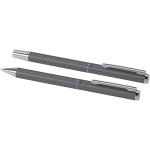 Lucetto Set mit Kugelschreiber und Tintenroller aus recyceltem Aluminium (schwarze Mine) Grau