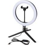 Studio ring light for selfies and vlogging with phone holder and tripod Black