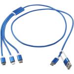 Versatile 5-1 recycled aluminium charging cable Dark blue
