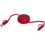 Alasia 100 cm 5-in-1 Kabel aus recyceltem Kunststoff und Aluminium, einziehbar, für Datenübertragung und mit 45W Schnellladung Rot