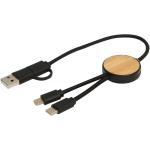 Chechia 30 cm 5-in-1 Kabel aus recyceltem Kunststoff für Datenübertragung und 27W Schnellladung mit Bambusdetails Schwarz