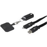 Franz 5 in 1 Lanyard Kabel aus recyceltem Kunststoff für Smartphones mit integrierter Datensynchronisierung und 65 W Schnellladefunktion Schwarz