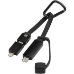 Algieba 65 W 3-in-1-Ladekabel aus recyceltem Aluminium mit Karabinerhaken Schwarz