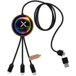 SCX.design C40 5-in-1 rPET light-up logo charging cable and 10W charging pad Bamboo