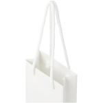 Handgefertigte 170 g/m² Integra-Papiertüte mit Kunststoff Kordelgriffen – 9,5 × 4 × 17 cm Weiß