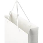 Handgefertigte 170 g/m² Integra-Papiertüte mit Kunststoffgriffen – groß Weiß