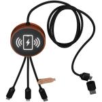 SCX.design C40 5-in-1 Ladekabel aus rPET mit 10W Ladepad und Leuchtlogo Holz