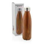 XD Collection Vacuum insulated stainless steel bottle with wood print Brown