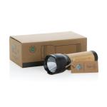 XD Collection Lucid 3W Taschenlampe aus RCS recycelt. Kunststoff & Bambus Schwarz/braun