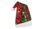Two-tone sequin Christmas hat, green Green, red