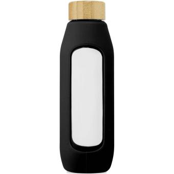 Tidan 600 ml borosilicate glass bottle with silicone grip Black