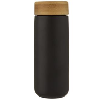 Lumi 300 ml ceramic tumbler with bamboo lid Black