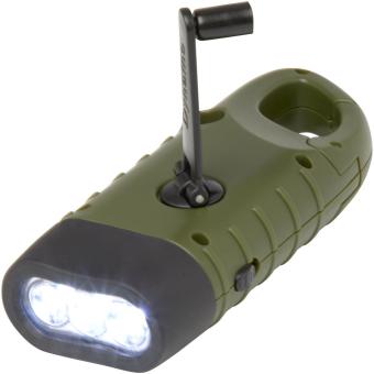 Helios recycled plastic solar dynamo flashlight with carabiner Olive
