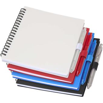Niove recycled plastic soft cover notebook and ballpoint pen set (blue ink) Aztec blue