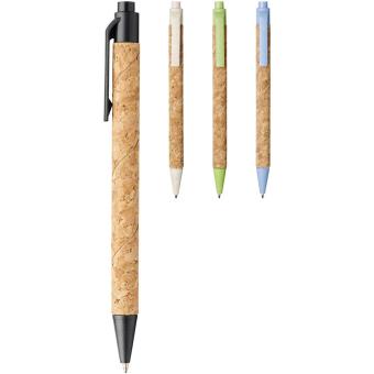 Midar Kugelschreiber aus Kork und Weizenstroh Natur cream