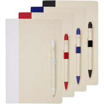 Dairy Dream A5 size reference recycled milk cartons notebook and ballpoint pen set Aztec blue