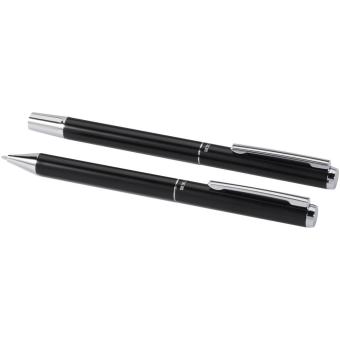 Lucetto recycled aluminium ballpoint and rollerball pen gift set (black ink) Black