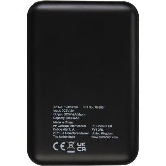 Gleam 5000 mAh ultraflache, Leuchtlogo Powerbank Schwarz