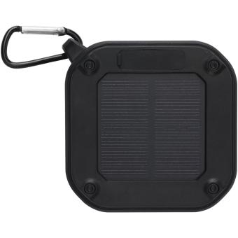 Solo 3W IPX5 RCS recycled plastic solar Bluetooth® speaker with carabiner Black