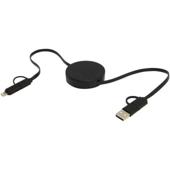 Citala 5-in-1 recycled plastic 90 cm retractable data sync and 40W fast charge cable Black