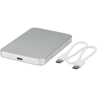 Avis 5000 mAh RCS recycled aluminium magnetic power bank Silver