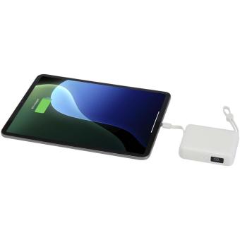 Acrux 10.000 mAh 35W tablet power bank with built in Type-C cable - made from recycled plastic White