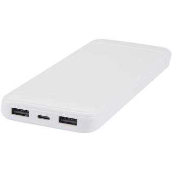 Adhil 10.000 mAh 10W recycled plastic power bank with 2 built-in cables White
