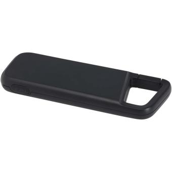 Alkes 5000 mAh 12W recycled plastic water resistant power bank with carabiner Black