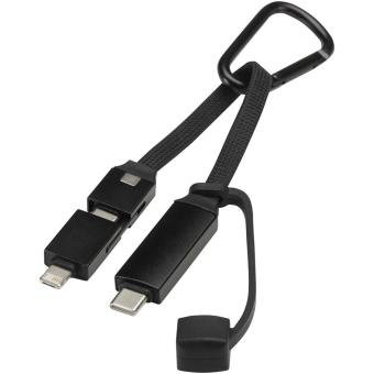 Algieba 65 W 3-in-1-Ladekabel aus recyceltem Aluminium mit Karabinerhaken Schwarz