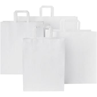 Kraft 80-90 g/m2 paper bag with flat handles - medium White
