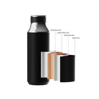 SCX.design D12 500 ml Isolierflasche aus Edelstahl mit Trinkhalm Schwarz